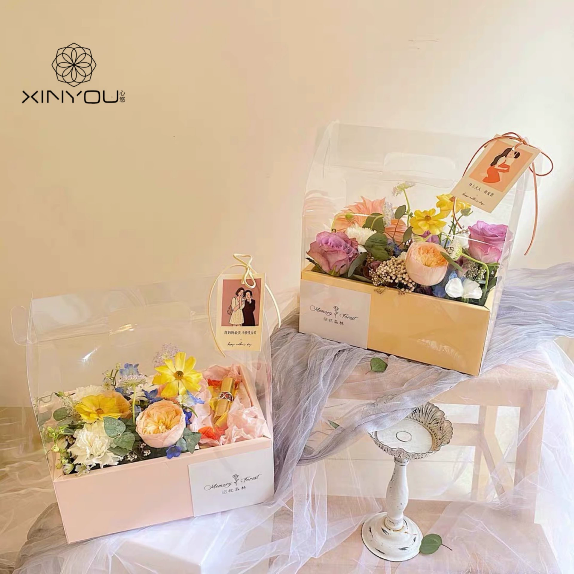 Сердце Богиня День Цветы Коробка Творческий ПВХ Десерт Подарочная Коробка Подарки День Святого Валентина Прозрачная Цветочная Коробка