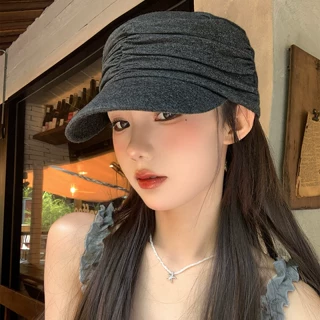 大头围褶皱马术帽女2026新款早秋透气显脸小鸭舌帽百搭气质贝雷帽