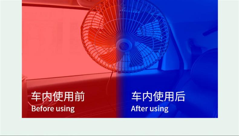 Car Fan 24V for Large Trucks, 12V for Cars, Small Car Electric Fan, Enhanced Type for Strong Wind Inside the Vehicle