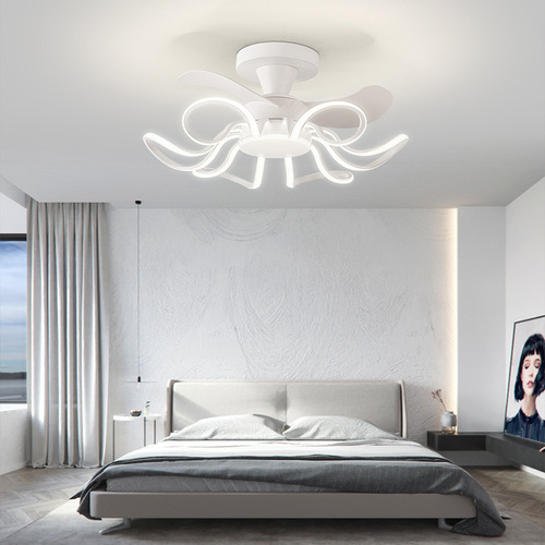 Nordic large wind-powered ceiling fan light, minimalist dining room and bedroom integrated ceiling fan light, variable frequency ceiling fan light with fan for living room