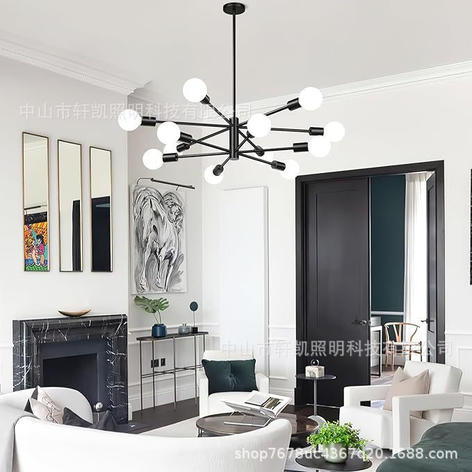 Cross-Border Amazon Satellite Chandelier American Country Retro Industrial Style Living Room Dining Room 110V Molecular Chandelier Cross-Border Amazon Satellite Chandelier American Country Retro Industrial Style Living Room Dining Room 110V Molecular Chandelier