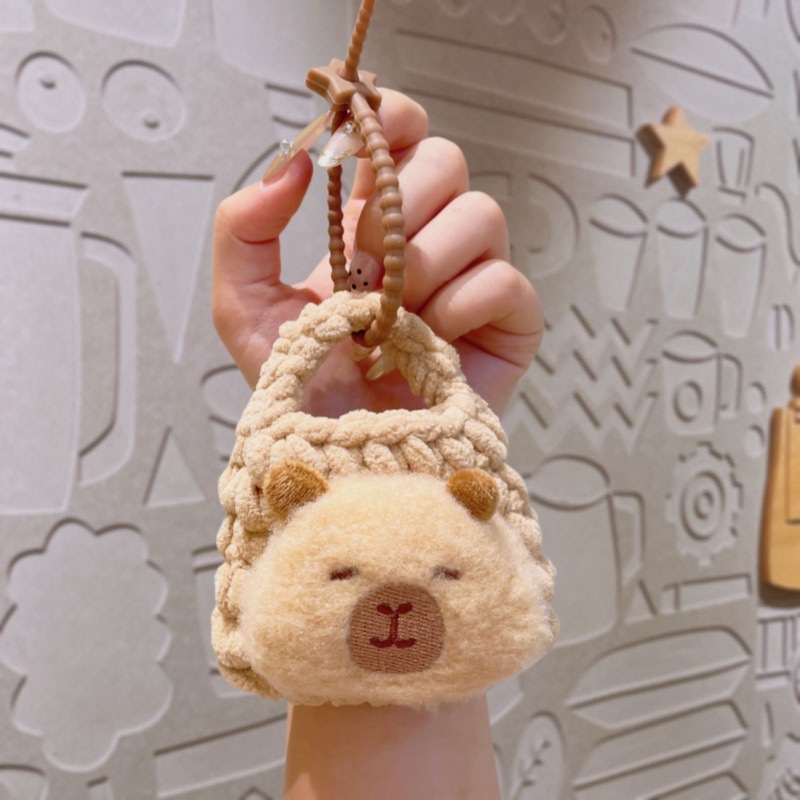 漫画ぬいぐるみ手編み小銭入れ収納袋カピバラキーホルダー子供のかわいいランドセルペンダント|undefined