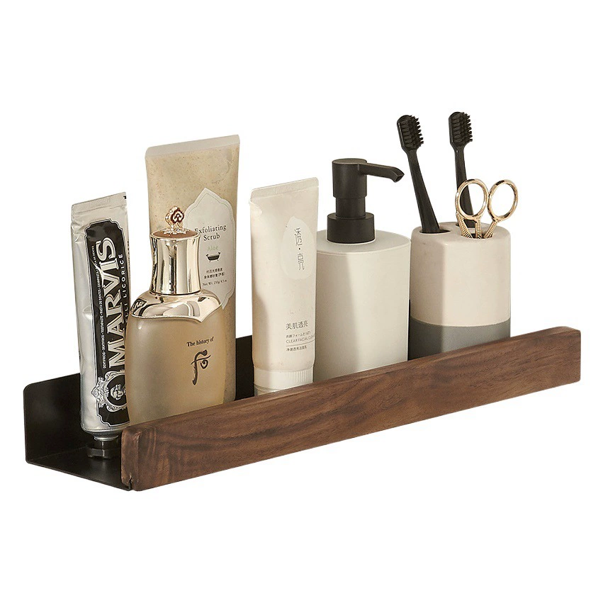 Стеллаж для хранения в ванной комнате Настенный настенный стеллаж для ванной комнаты и унитаза Умывальник для гостиной без отверстий Туалетная стойка из цельного дерева