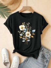 Q 15266 Floral Print Short Sleeve T-Shirt ����ӡ������