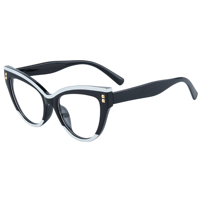 Unisex-Brille mit Blaulichtfilter im koreanischen Cat-Eye-Stil, mit Strasssteinen besetzt – modisch und einzigartig zum Lesen und für den Alltag._voghion.com