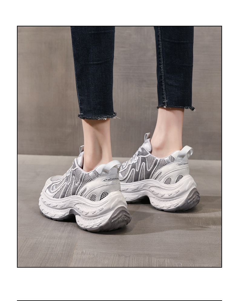 Giày sneaker nữ đế dày tăng chiều cao lưới thoáng khí phong cách thể thao — xanh lam chi tiết 16