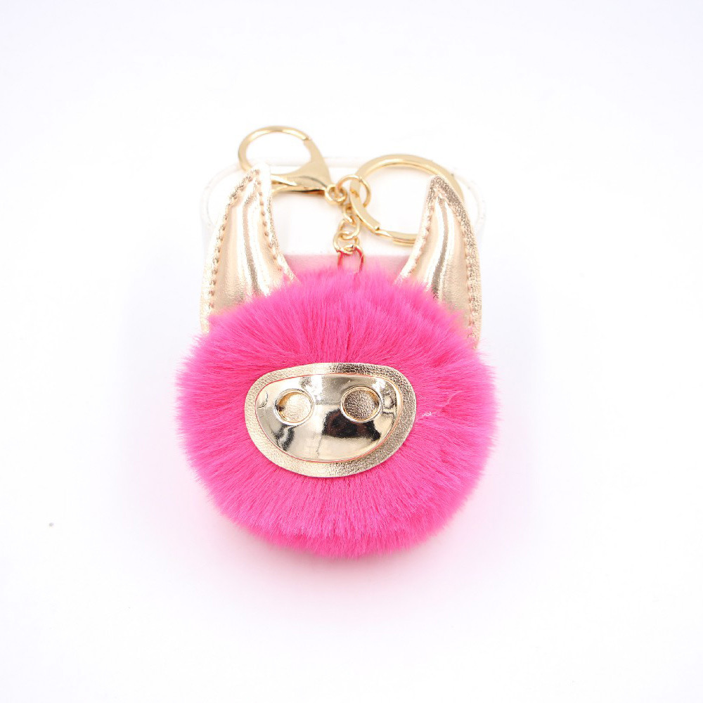 New Shiny Cute Piggy Plush Ball Bag Accessories Pendant Keychain Plush Ball Pendant display picture 3
