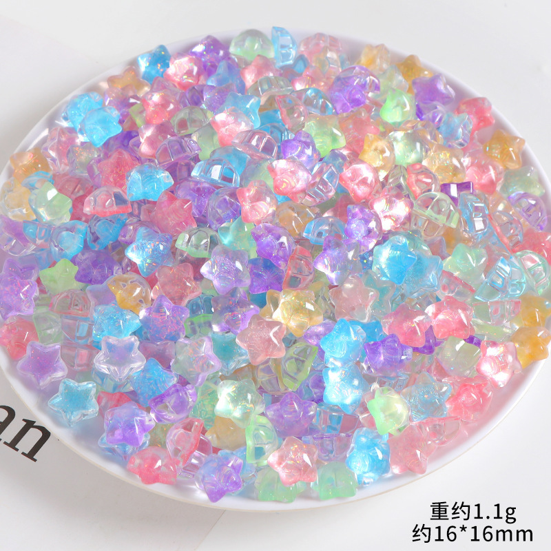 彩色透明彩五角星小配件diy奶油胶手机壳洞洞鞋发夹饰品材料贴片|undefined