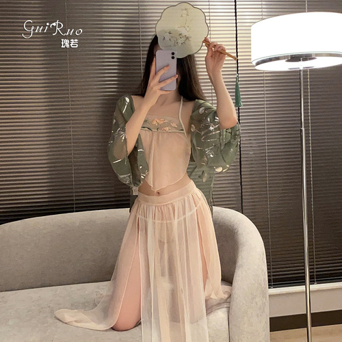 Elegant and Romantic, Classic Sexy Hanfu, Sheer Temptation, Pure Desire, Women's Sleepwear, Uniform Set 3043