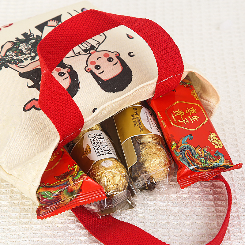 Bolsa de lona regalo de mano creativo DIY avatar Q edición de dulces de boda luna llena aniversario de cumpleaños dulces de niños bolsas de mano
