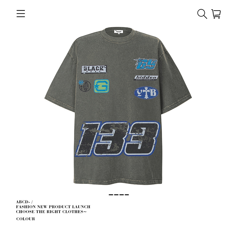 Camiseta de manga corta apilada en la calle alta de la marca de moda pesada de 250g para hombres de algodón puro con camisa de fondo suelta para hombres de verano