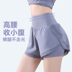 速乾性、通気性、露出防止フィットネスショーツ、女性用夏ルーズランニングランニングカジュアルハイウエストフィットネスパンツヨガショーツ