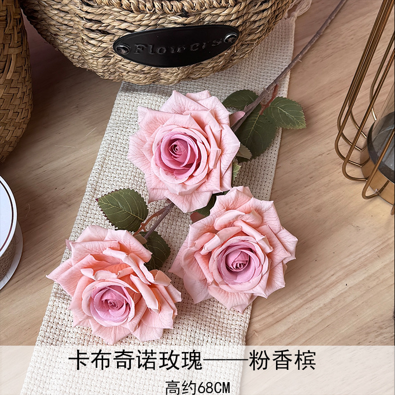 Artificial Rosa sola franela Rosa flor artificial boda decoración del hotel decoración del hogar arreglo de flores flor artificial Rose