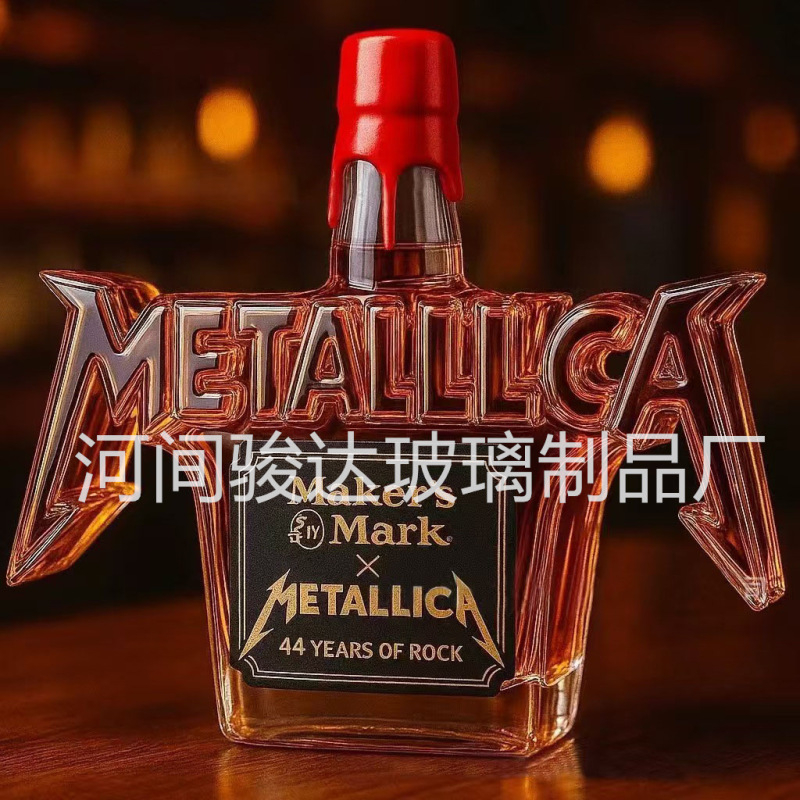 跨境新款高硼硅玻璃酒瓶Whiskey Bottle44年摇滚限量版威士忌酒瓶|undefined