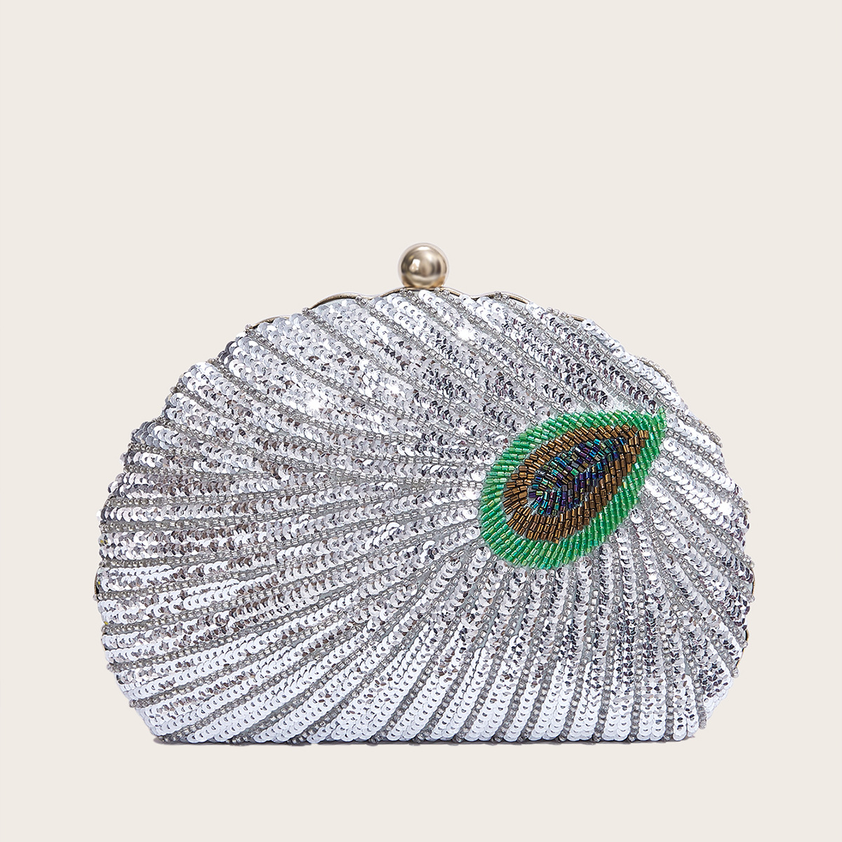 Perlenstickerei Pailletten Abend Cheongsam Crossbody Schulter Handheld Damen Pfau Perlen Kleid Tasche_voghion.com