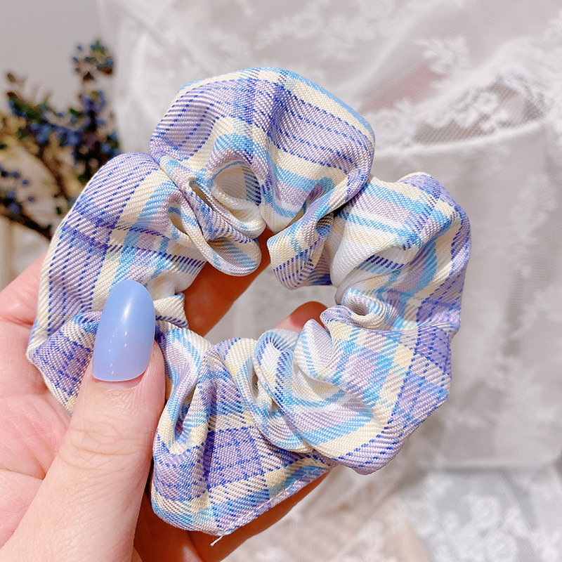 Encaje de flor coreana Encaje de intestino grueso Anillo de cabello femenino Cabeza de flor de viento pastoral Cuerda de cabeza de bola de gran tamaño Accesorios para el cabello de alta calidad