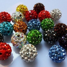 跨境双孔10mm直孔钻球满钻ab软陶泥香巴拉珠子玫红浅粉白色u65