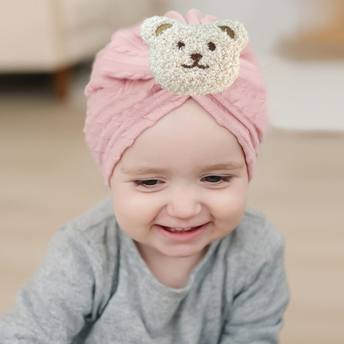 春季新款儿童柔软舒适套头帽 欧美婴儿可爱小熊头巾帽 宝宝帽子