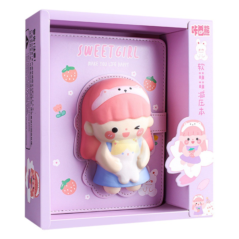 Kaba oso descompresión cuaderno estudiante Super lindo chica creativa de dibujos animados diario en línea celebridad