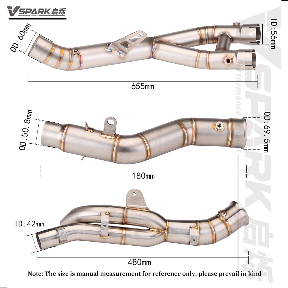 Suitable for Yamaha Motorcycle R1/R1M/Mt10 Exhaust Pipe Middle and Front Titanium Alloy Front Non-Destructive Modification
