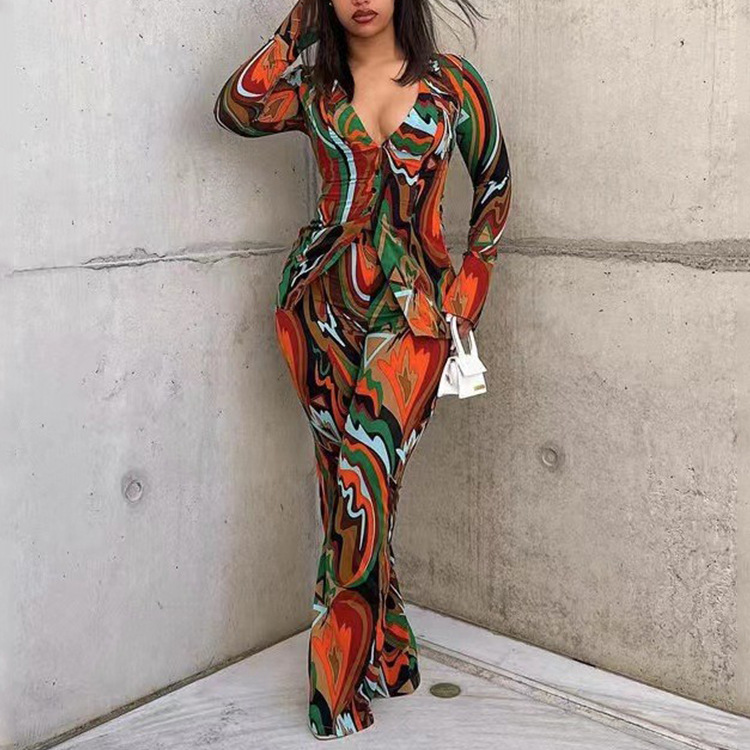 طباعة أزياء البوليستر دنة زر السراويل Setspicture3