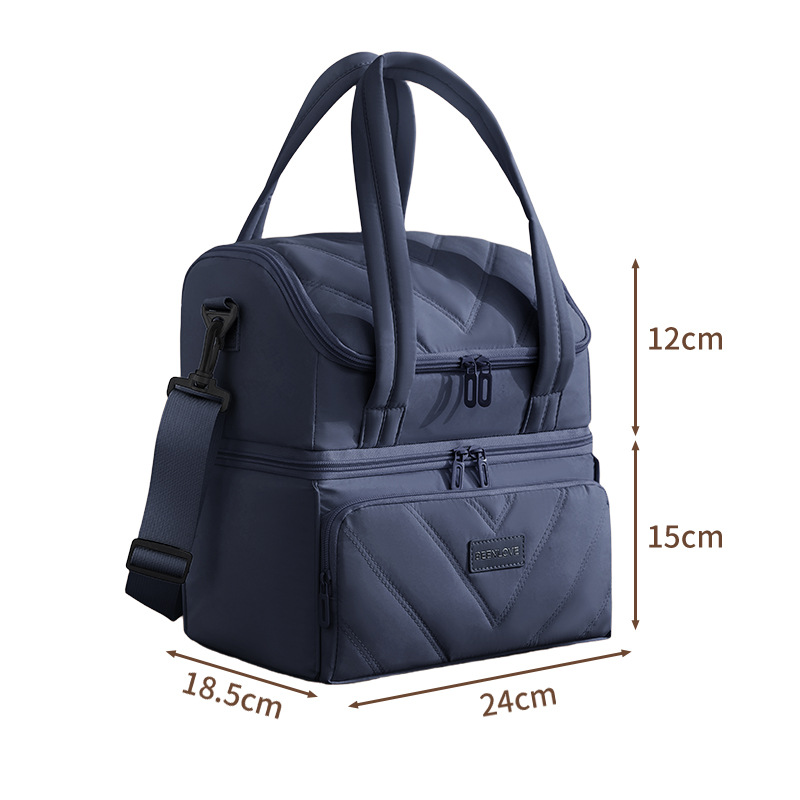 Amazon doble bolsa de almuerzo transfronteriza de gran capacidad bolsa de almuerzo de almuerzo de almuerzo de camping bolsas de aislamiento de hombro portátiles