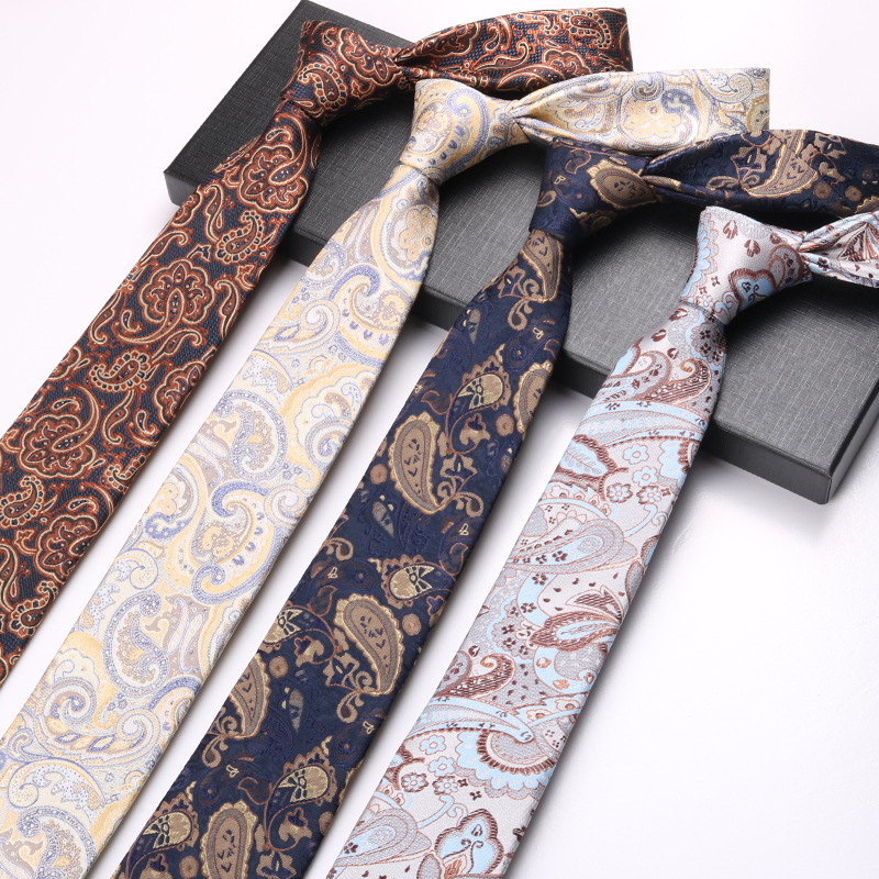 领带男士佩斯利腰果复古花纹正装商务正装7cm高档手打领带