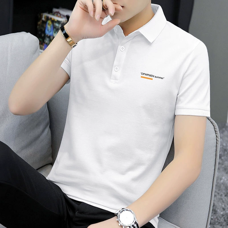Производитель 2024 новый поло с лацканами, короткий рукав, мужская летняя футболка с принтом, ледяной шелк, прохладная полурукавная майка