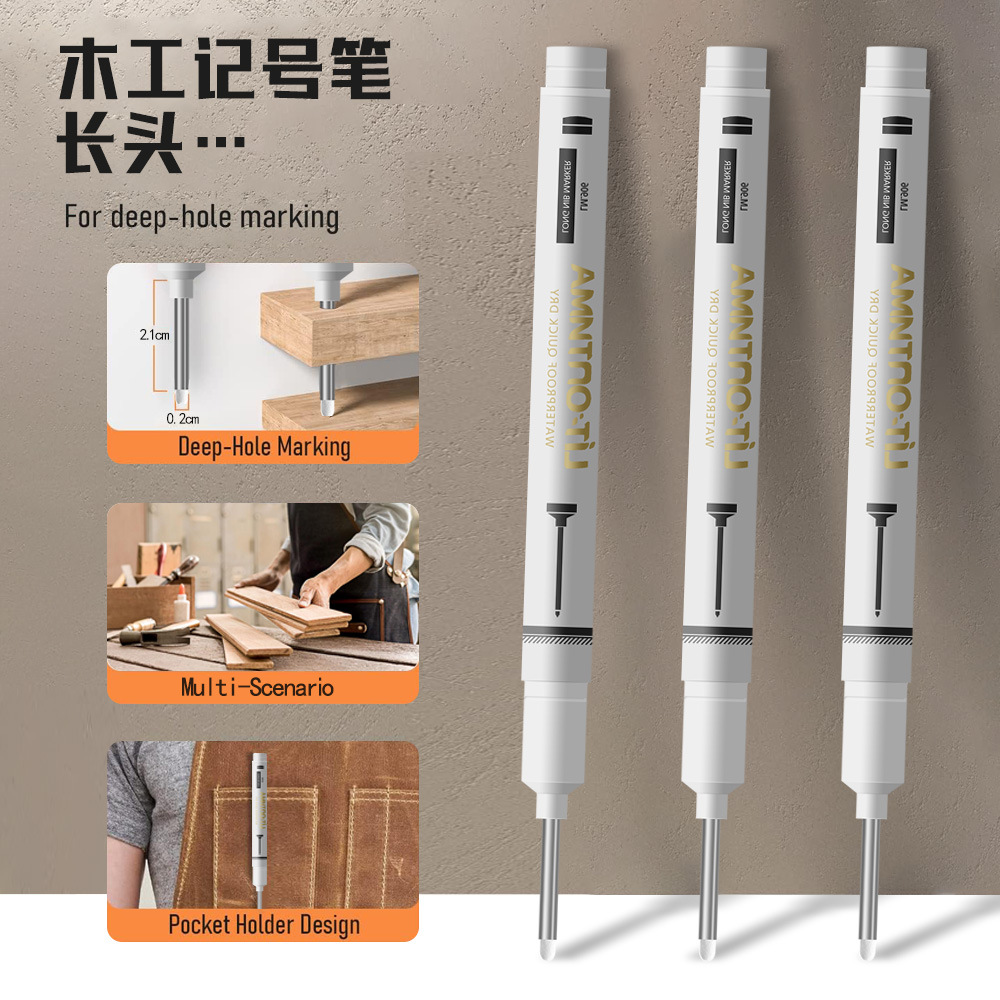 Agujero profundo de cabeza larga marcador de carpintería para hacer marcador oleoso multipropósito hardware accesorios de baño lápiz de marcado al por mayor