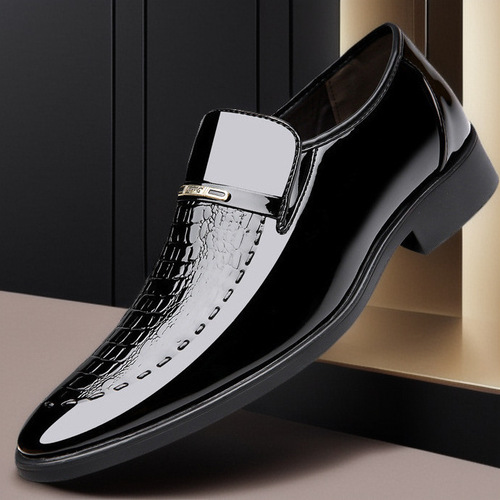 Mens Large Size Leather Shoes New Business Formal Pointed Toe Polished Blue Korean Style Casual Breathable Shoes