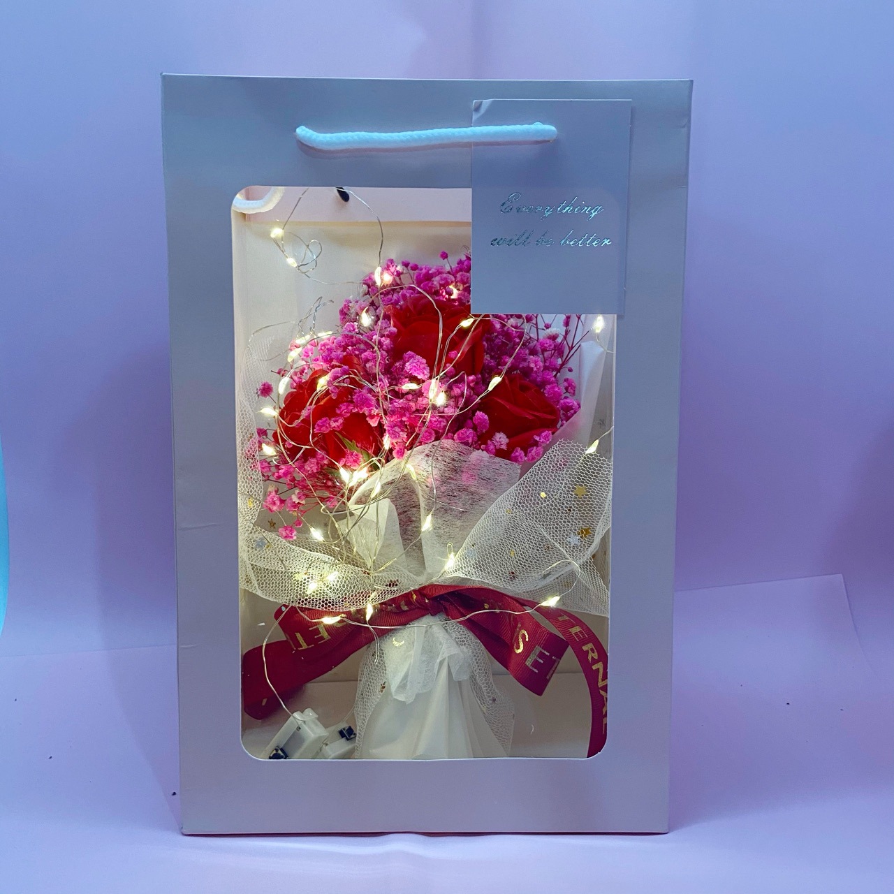 满天星永生花情人节ins生日礼物送男女朋友闺蜜干花玫瑰花束礼盒|ru