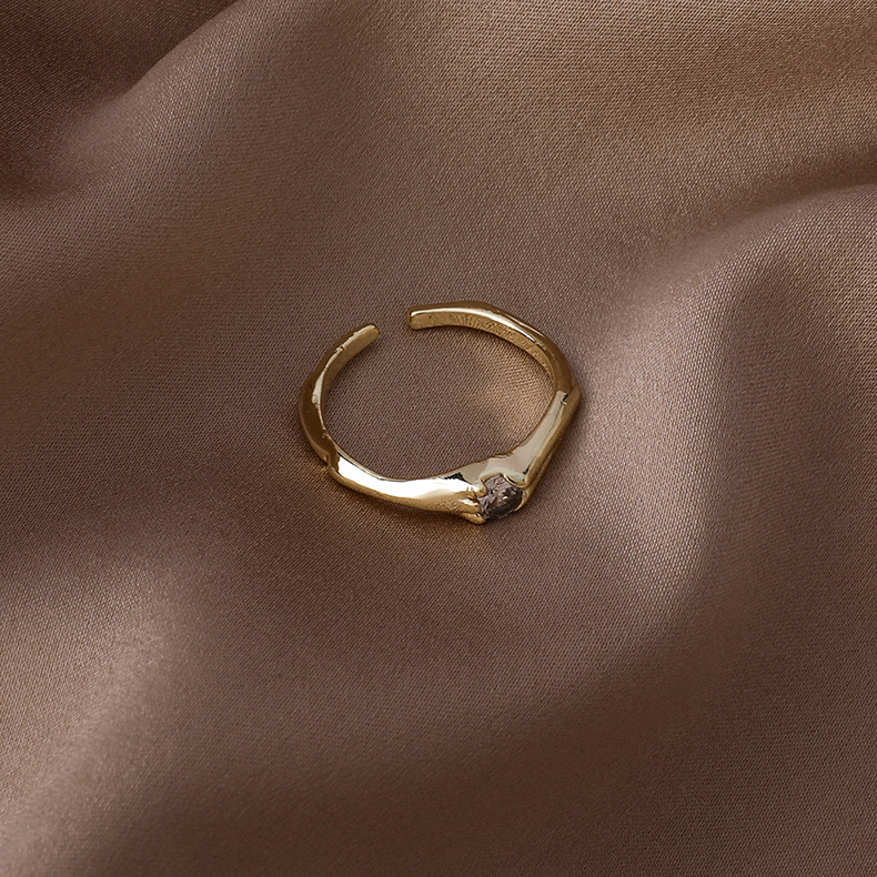 fashion micro-inlaid zircon heart square opening ring wholesale