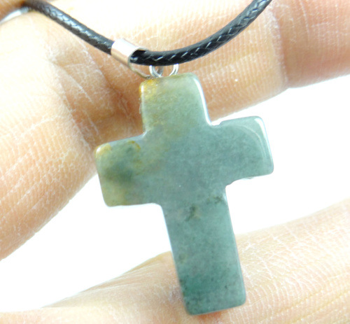 Comercio exterior caliente Piedra Natural Rosa cristal ágata piedra Cruz colgante collar accesorios DIY joyería que hace