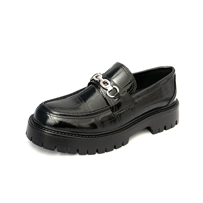 Platform leather loafers, British style chunky sole, sizes 38–46