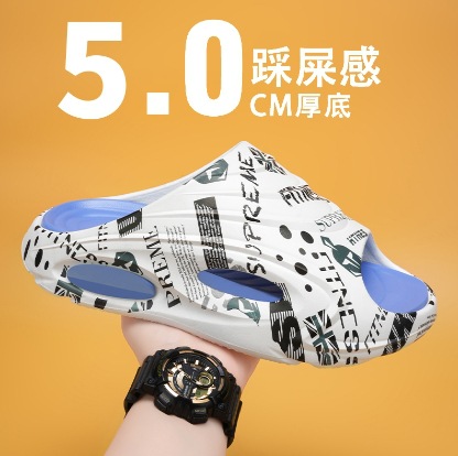 Zapatillas verano nuevo estilo de los hombres ropa exterior casual suela gruesa sandalias de todo fósforo personalidad tendencia pisando mierda fondo suave chanclas