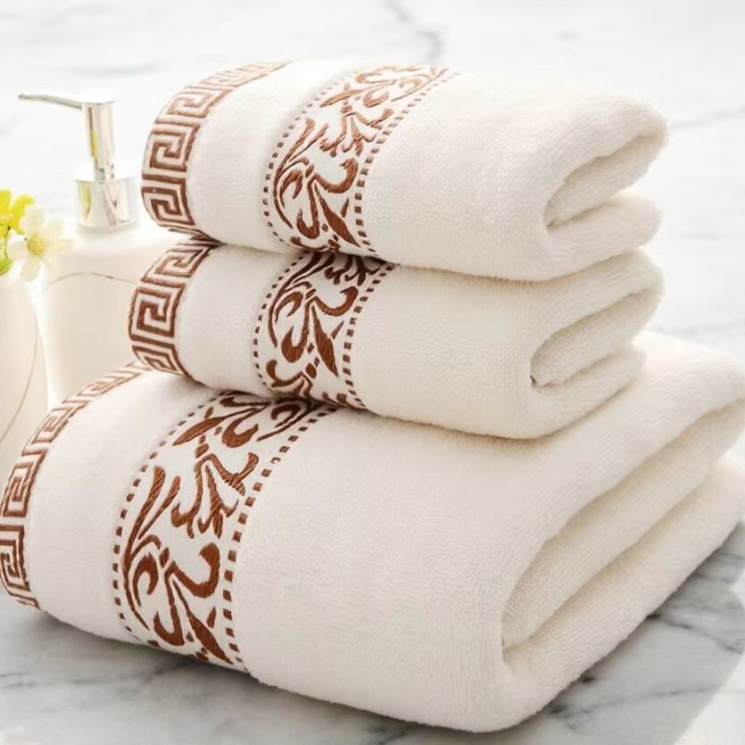 Gaoyang pure cotton towel, 32-strand yarn face towel, thick and soft absorbent bath towel set for adults, three-piece set