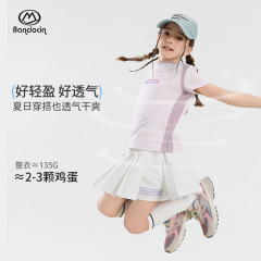 半度の暇な女の子の速乾服の夏の薄い半袖のtシャツの洋気の2025新型の子供の夏服の運動の上着のT