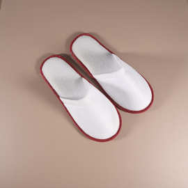 酒店民宿一次性拖鞋宾馆客房红色包边拉毛拖鞋家居待客一次性拖鞋