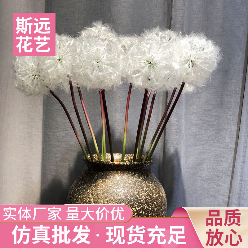廠家批發仿真白色蒲公英唯美布景 北歐簡約仿真蒲公英家居裝飾