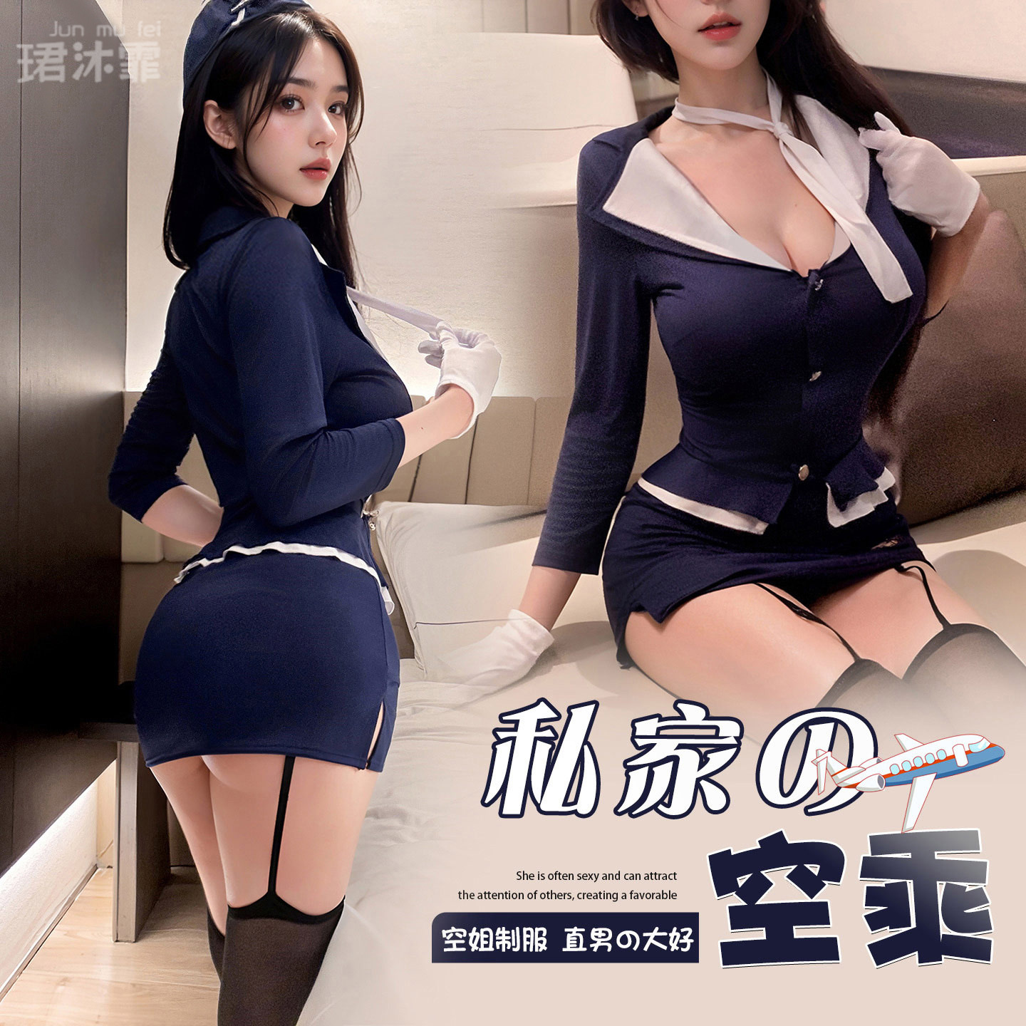 Sexy Lingerie, Sexy Stewardess Uniform Suit, Pure Desire Stewardess Nightclub Role Play, Abstinence Style Hip Skirt