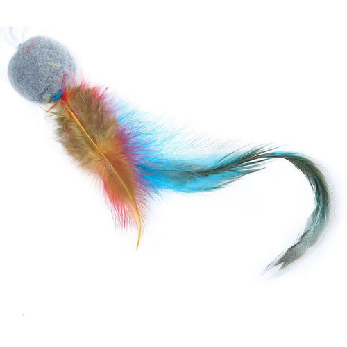 Funny cat stick replacement head feather combination steel wire fur ball feather colorful chicken feather duck feather funny cat ball to relieve boredom