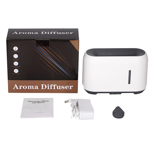 Innovative Flame Aromatherapy Humidifier 24V Wood Grain Essential Oil 200ml Large Capacity LED Spray Expansion Aromatherapy Machine