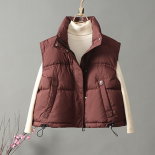 2025 New Winter down Vest Women's Short Thickeneded Stand-Up Collar Loose Large Size Fashion Vest Vest Jacket Trendy