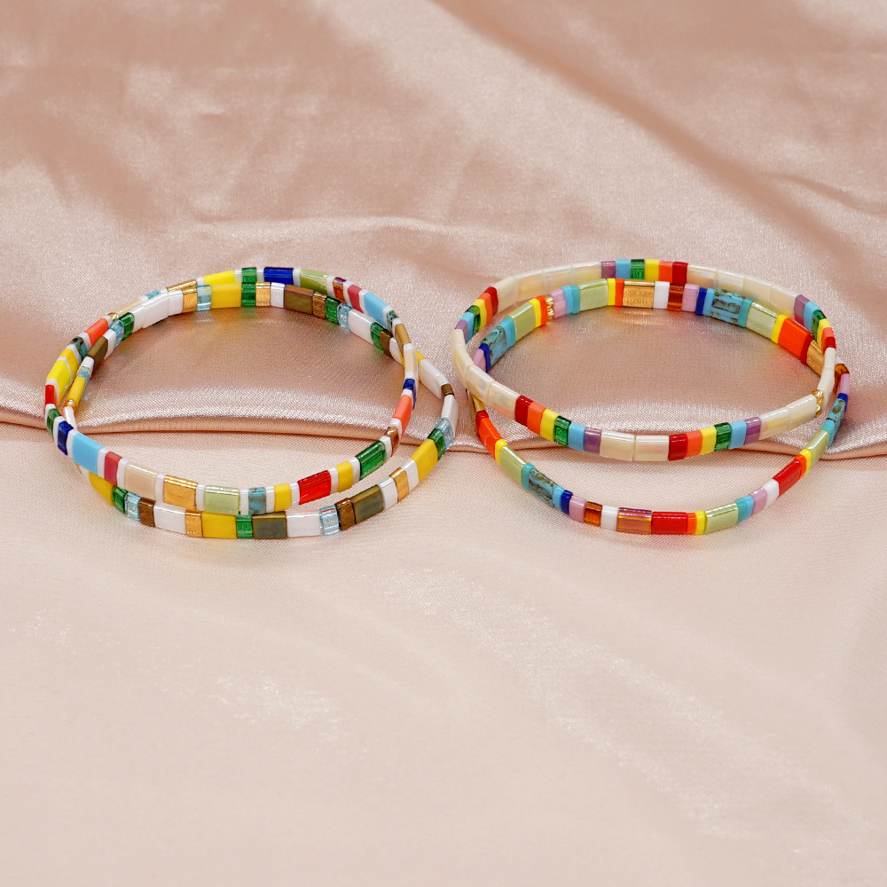 Neue Kontrastfarbe Regenbogen Anzug Perlen Handbesetztes Armband display picture 2