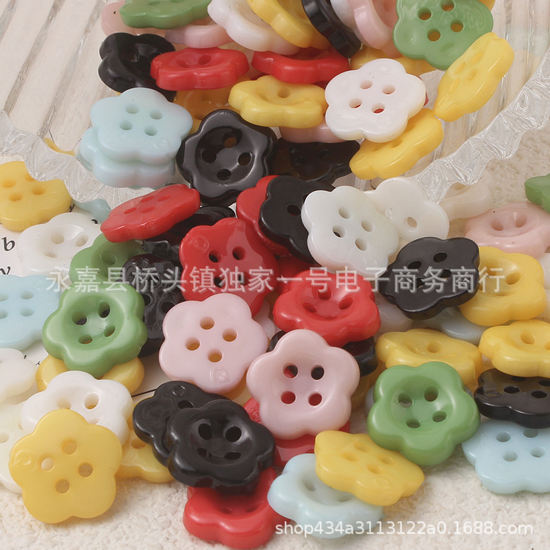 DIY New Colorful Double Hole Flower Plastic Imitation Ceramic Buttons Kidsren's Clothing Buttons Decorative Shirt Buttons DIY Buttons