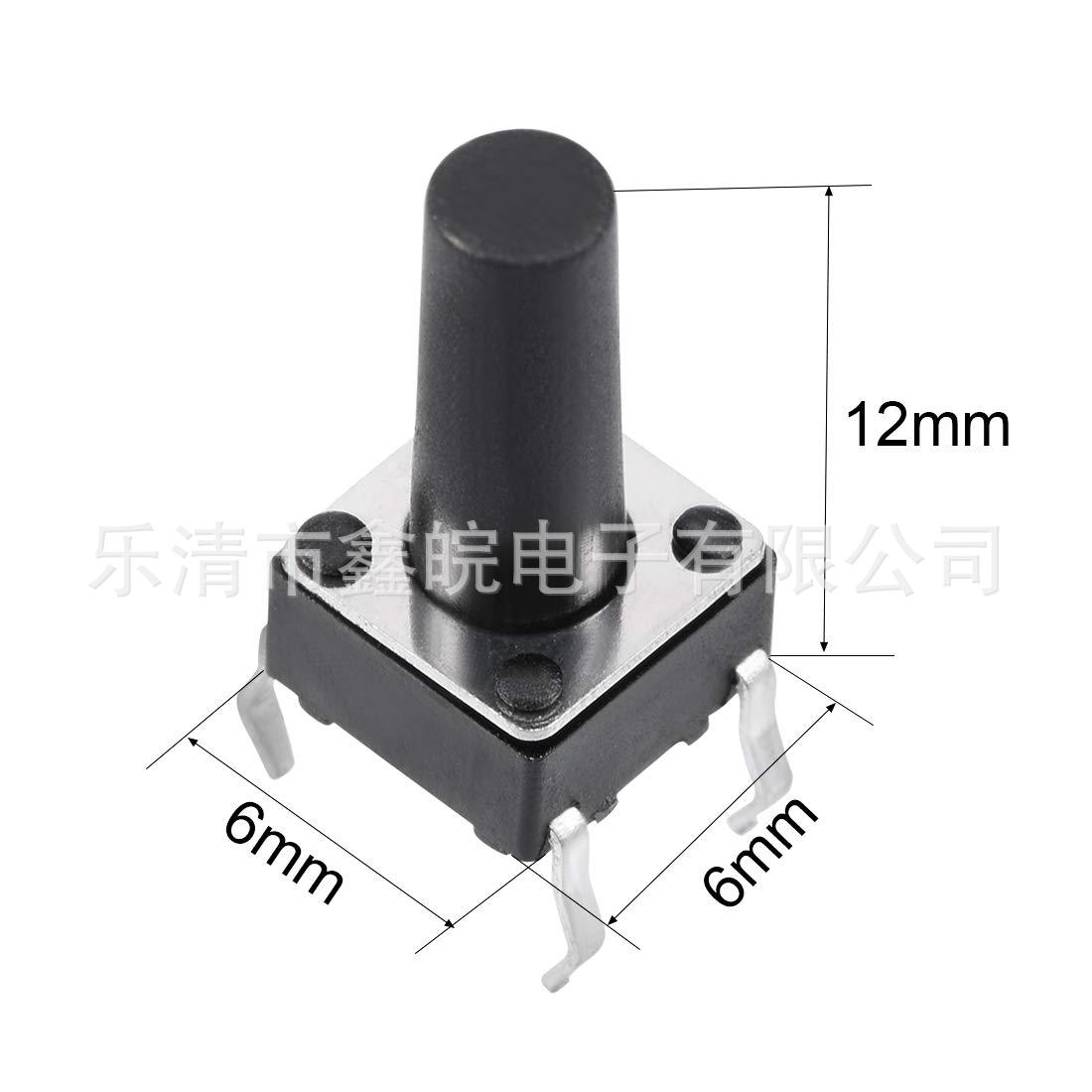 供应6X6轻触开关6X6X12 四脚插脚贴片 6*6*10按键开关