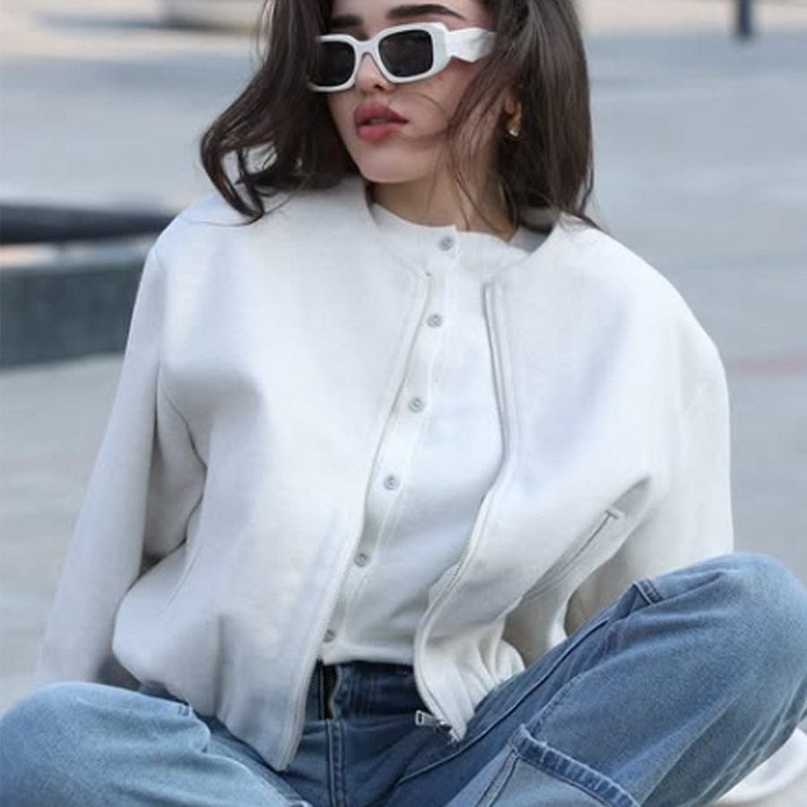 Women's Pilot Jacket American-style Baseball Bomber School Coat_voghion.com