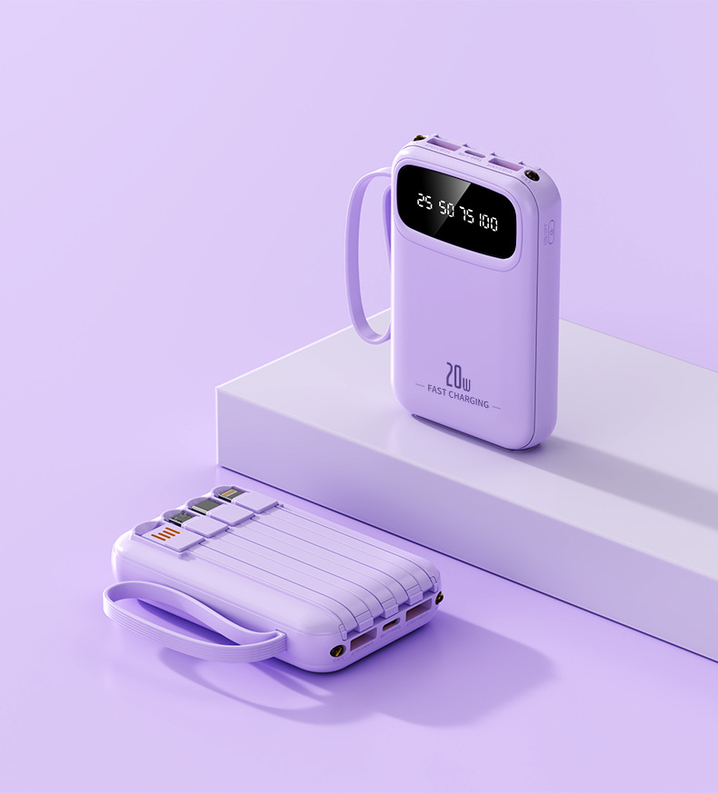 3C sertifikalı yüksek kaliteli tasarımlı mini 4 kablolu dahili 20000mAh taşınabilir şarj cihazı küçük ve pratik kurumsal hediye özelleştirmesi