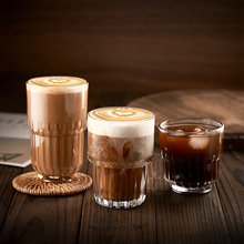 欧式咖啡馆美式拿铁冰咖啡玻璃杯冷萃摩卡复古条纹Dirty脏咖啡杯