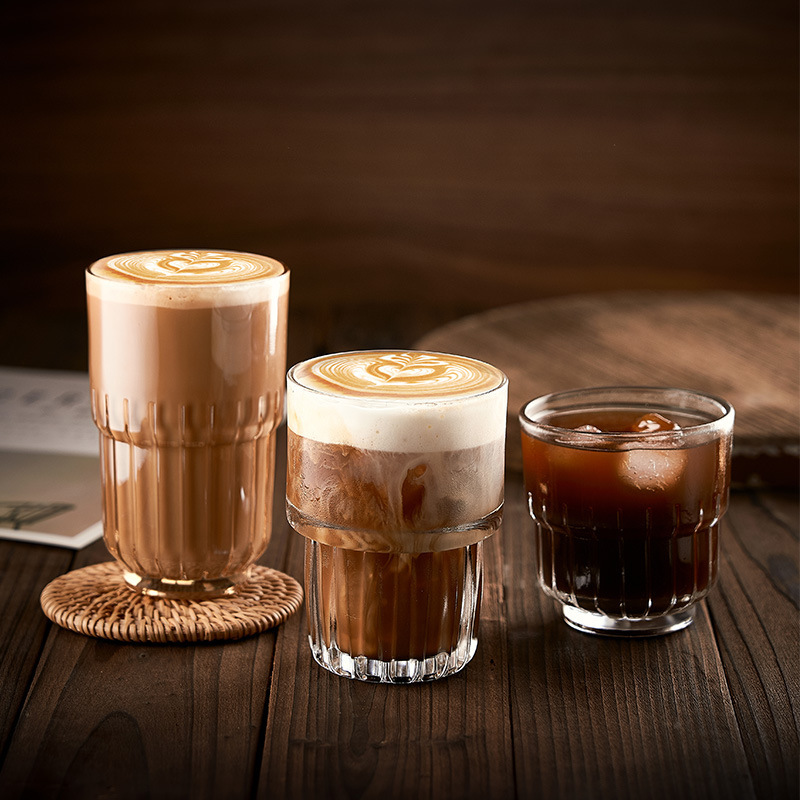 European style cafe American style latte iced coffee glass cold extract mocha vintage striped Dirty coffee mug European style cafe American style latte iced coffee glass cold extract mocha vintage striped Dirty coffee mug